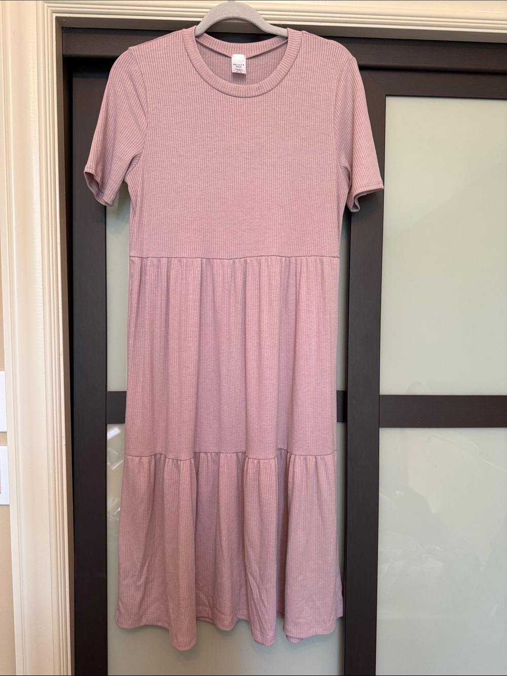 Nettle’s Tale Ribbed Mauve Tiered Midi Dress